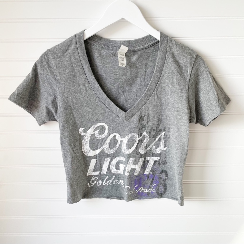 Coors Light Cropped V-Neck Tee EUC